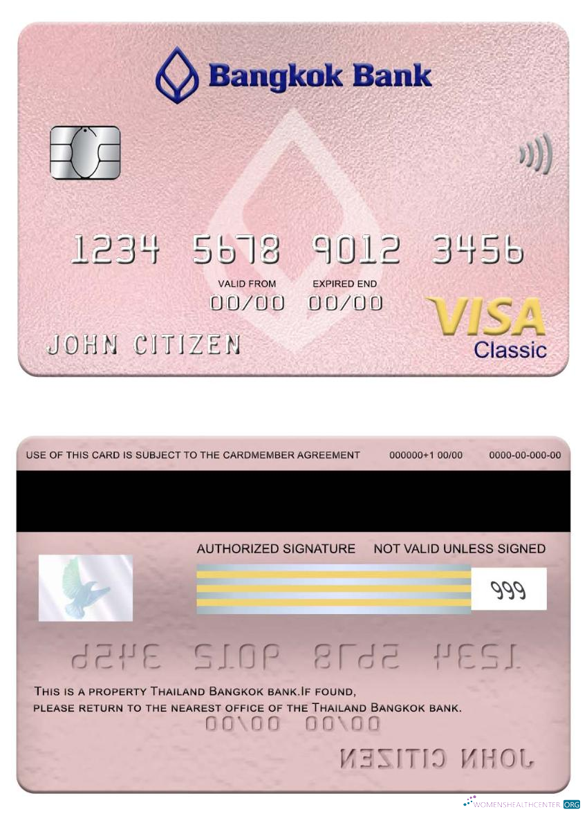 Download Thailand Bangkok bank visa classic card Photoshop template